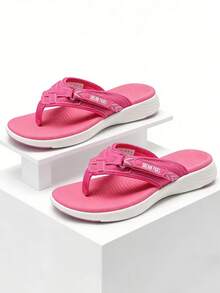 Women's Arch Support Flip Flops Comfortable Thong Sandals Summer Beach Vacation Platform Arch Support Sandals - Màu Hồng Tươi - Xem 1