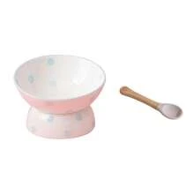 shuo ni mao yi Pet Ceramic Bowl Mushroom Polka Dot Design Easy To Clean Ceramic Material Cat And Dog Eating Bowl Comes With Silicone Spoon Cat Bowl Dog Bowl Pet Eating Bowl As A Gift - 300ml - View 9
