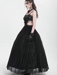 EVA LADY Women's Beaded Tassel Tie-Up Mesh Maxi Slip Dress - Black - View 3