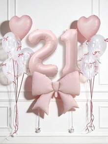 Set Dekorasi Ulang Tahun, Balon Foil Pita Satin Merah/Merah Muda/Krem Ukuran Besar, Balon Angka Ulang Tahun 0-9 Merah Ukuran 40 Inci, Balon Hati Merah Ukuran 18 Inci, Balon Lateks Transparan (Dengan Pita Balon), Cocok Untuk Pesta Ulang Tahun, Perayaan, dan Acara Lainnya - Set Balon Hati Angka Pita Merah Muda - View 13