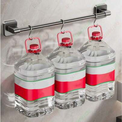 Modern Style, Matte Gray, Single-Rod Type, Nail-Free Adhesive With Rust Resistance, Space-Saving And Strong Load-Bearing Capacity, 50/40/30 Cm Towel Rack, Bathroom Towel Rack, Wall-Mounted Storage Set, Suitable For Bathroom/Kitchen/Home Use