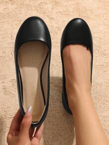 Women's Slip On Ballerina Casual Comfortable Walking Ladies Flats Shoes - Black - View 3