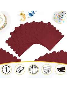 25/50/75pcs Fan-Shaped Embossed Napkins, Burgundy Beverage Cocktail Napkins, Elegant Wedding Disposable Dessert Napkins, Suitable For Wedding, Birthday, Anniversary, Engagement, Baby Shower, Party, 33*33 Inches - Dark Blue - View 4