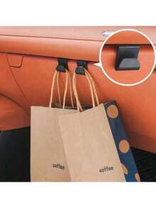 2pcs Streamlined Car Storage Hooks - Compact Wall-Mounted Glove Box & Interior Organizer, Durable Plastic Material - Storage Hooks - View 2