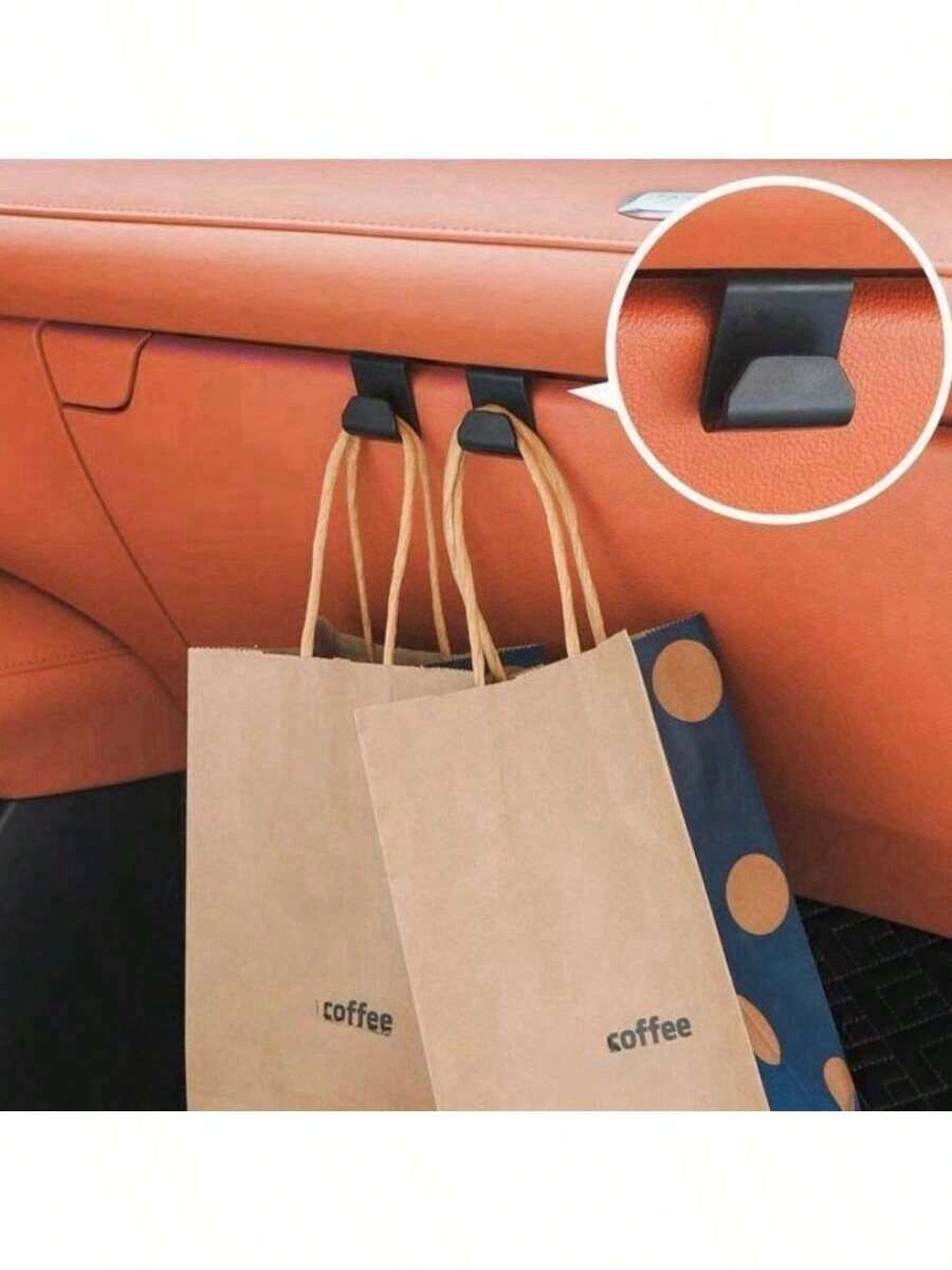 2pcs Streamlined Car Storage Hooks - Compact Wall-Mounted Glove Box & Interior Organizer, Durable Plastic Material