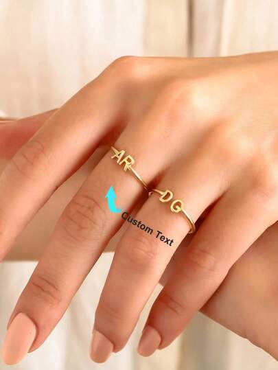 Personalisierte Doppelinitialen-Ringe für Frauen, 18 Karat vergoldet, Edelstahl, personalisierter Buchstabenring, Hochzeitsschmuck, Geschenk für sie