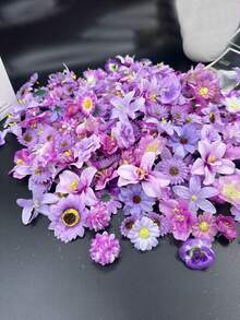 10米长花环DIY装饰，DIY婚礼拱门，人造花帘，春季花瓣装饰，人造花吊坠婚礼房装饰，母亲节，毕业季，3-10厘米随机尺寸花朵材料包，装饰配件 - 彩色 - 查看 4