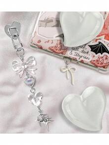 3pcs Metal Decorative Accessories Set Suitable For Kindle, Including Type-C/USB-C Dust Plug Pendant, Heart-Shaped Phone Holder, Rhinestone Keychain, Fit For Kindle Paperwhite 11th & 12th Generation - View 5