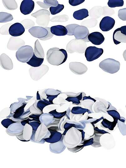 300pcs Deep Blue Artificial Silk Rose Petals, Suitable For Wedding Flower Girl Baskets, Aisle Toss, Banquet Table Decor, Party Decoration, Romantic Night Decor
