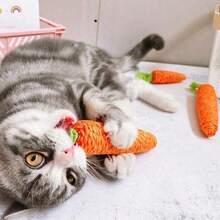 1pc Interactive Cat Toy, Pet Chewing Toy, Cute Carrot Shaped Paper Rope Design, Self-Entertainment & Amusement Device, Durable Anti-Bite - Orange - View 5
