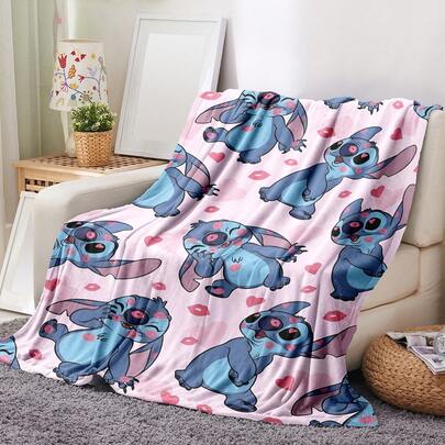 Disney 1 pieza Manta de franela con estampado de personaje de dibujos animados - Suave y cómoda, adecuada para exteriores, viajes, camping, sofá, ropa de cama - Estampado minimalista moderno y alegre, accesorio de ropa de cama acogedor para todas las estaciones, versátil