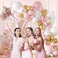 91 Pieces Spring Rural Style Balloon Arch Set, Including Macaroon Pink, White, Bobo Balloons, And Metallic Gold Latex Balloons. Suitable For Valentine's Day, Mother's Day, Wedding Day, Engagement Day, Spring Celebration, Baby Banquet Day, First Birthday, Graduation Seasont. - View 4
