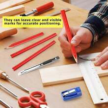 60pcs Wooden Writing Pencils Have Convenient And Fast They Come In Red Octagonal Retro Color With A Pencil Sharpener, Suitable For Drawing, Marking, And Writing - 60PCS - View 5