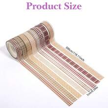 8 Roll Vintage Floral Washi Tape Set, Decorative Masking Tape For DIY Crafts, Scrapbook & Junk Journal Supplies - 棋盤格圖案 - 查看 2