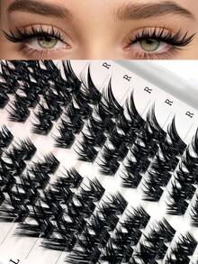 漫画风格仙女款纤长睫毛簇，狐狸眼尖刺款睫毛嫁接，自然款睫毛嫁接，长款DIY动漫单根睫毛，猫眼款，96片装 - C - 查看 1