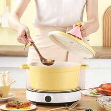 1Set-Enameled Cast Iron Dutch Oven - Pot With Lid Cookbook & Silicone Hand-Held Anti-Scald Pot Cap- Heavy-Duty Cookware For Braising, Stews, Roasting, Bread Baking ETC - View 5