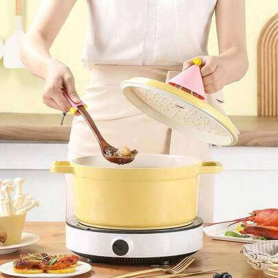 1 Set emaillierter gusseiserner Dutch Oven - Topf mit Deckel, Kochbuch & hitzebeständiger Silikongriff - Schweres Kochgeschirr zum Schmoren, Eintopfgerichten, Braten, Brotbacken usw.