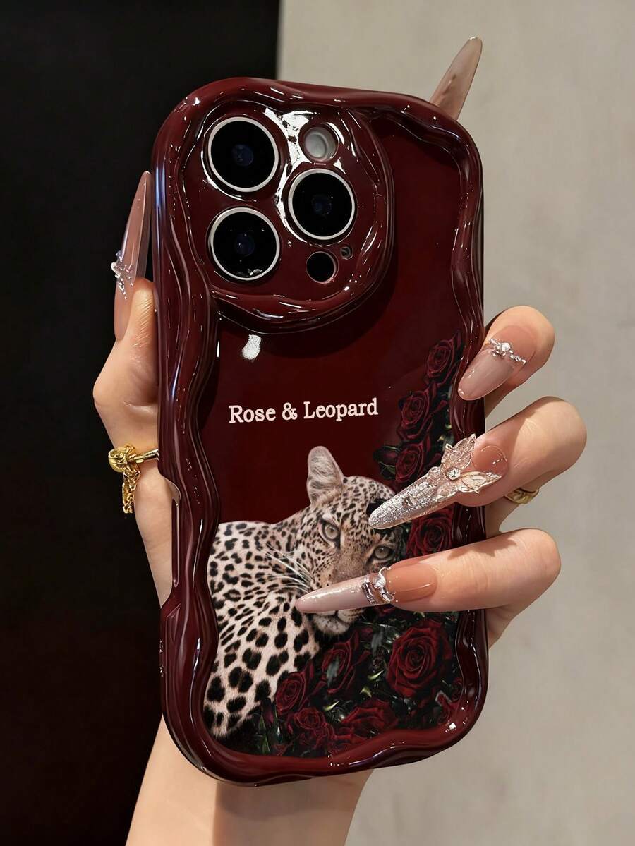 Tiger Rose 彩绘新款平纹印花奶油质感酒红色软壳，兼容 17/17PROMAX/ 16/ 16 Pro/ 16 Pro Max/ 15/XR/7P/8P/P12 Pro Max/P13 Pro Max/P14 PRO Max/P13/P14/P11/P12/P14，可爱时尚加厚手机壳，保护套适用于 XS/S/XS Max/78GES2 - 彩色 - 查看 1