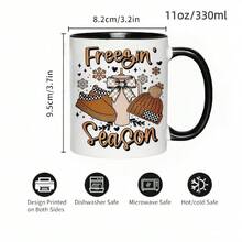 1 "Halloween-Themed Ceramic Mug," Coffee Cup, Tea Cup, 11 Oz And 15 Oz "Halloween Frozen Season" Design, The Best Halloween Gift For Friends And Family, High-Temperature Resistant, Machine Washable, Halloween Decorative Gift, Seasonal Mug, Holiday Drinkware, Halloween Design, Decorative Cup, High-Quality Ceramic, Durable Cup, Coffee Cup, Coffee Lover, Gift Shopper - 白色-11盎司 - 查看 5