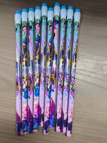 12pcs K-Pop Witch Hunting Girl Group 2025 Cartoon K-Pop Learning Pencils With Eraser Tops, Random K-Pop Stationery Styles - Multicolor - View 4