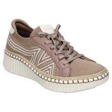 SKECHERS | Skechers Wilshire Blvd Bellevue damskie trampki – wzór w kolorze mokki – trampki z ozdobnymi sznurowadłami – pianka memory foam chłodzona powietrzem – elastyczny krój – można prać w pralce – wegańskie – model 100716-MOC - Brązowy - Zobacz 2