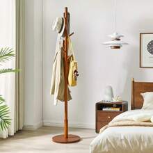 Wooden Free Standing Coat Rack Tree With 8 Hooks, Hallway Clothes Jacket Hat Hanger - View 2