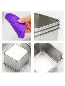1-4pcs 6oz Stainless Steel Small Snack Boxes, Mini Metal Food Storage Containers With Silicone Lids, Leak-Proof Lunch Boxes For Office And Travel - Multicolor - View 4