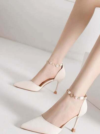 Zapatos de tacón alto de punta fina para mujer, tacón delgado, bombas de estilo francés versátiles