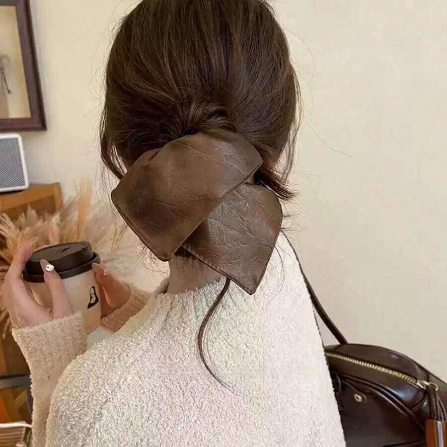 Premium Mullet Scrunchie Hair Ties, High Elasticity Hair Rope For Bun, Ponytail, Hair Bobbles ,Gym Sport Outfit Hair Accessories Head Accessories Rubber Bands - màu nâu - Xem 1