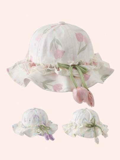 1pc Tulip Flower Baby Hat, Lightweight Spring/Summer/Autumn, Suitable For Outdoor, Sun Protection, Daily Wear