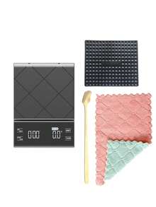 3kg Báscula de cocina digital - Báscula de café Báscula electrónica - Material ABS duradero - Función de tara con un solo toque, temporizador - Múltiples unidades: g, oz, ml - Conversión con una sola tecla - Botones táctiles - Pantalla LED HD - Adecuado para preparación de café, cocina, joyería y talla grande - Requiere 3 pilas AAA (no incluidas) - Multicolor - Ver 12