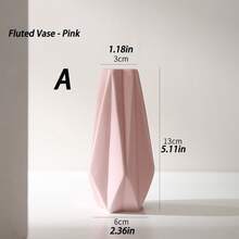 5.1-Inch Modern Origami Style White And Pink Ceramic Vase Set, Suitable For Desk, Living Room, Bedroom And Office - Ceramics - View 16