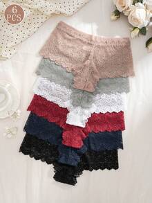 6pcs/Pack Women's Sexy Lace Panties - Multicolor - View 1