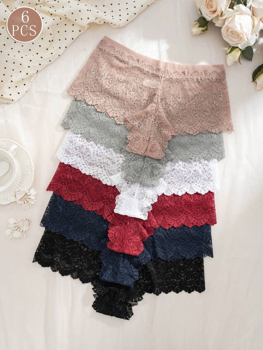6pcs/Pack Women's Sexy Lace Panties - Multicolor - View 1