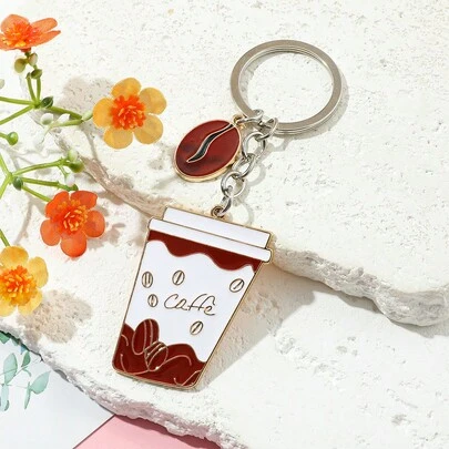 1 chiếc móc khóa kim loại hình hạt cà phê thanh lịch và thời trang, phụ kiện túi xách hình hạt cà phê giản dị, phụ kiện mini thời trang unisex, rất phù hợp để đeo hàng ngày hoặc làm quà tặng nhỏ.