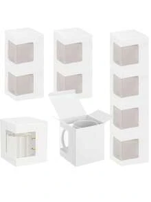 10pcs/1pcSmall White Packaging, 12OZ 15OZ Transparent Cups Wrapping With Clear View Window, Cupcake Christmas Ornament Box For Wedding - White - View 10