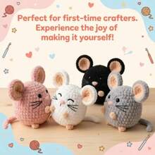 2026 Cute 4 Little Mice Crochet Kit, DIY Crochet Knitting Set, Craft Kit For Beginners With Yarn, Pattern, Step-By-Step Video Tutorial And Instructions - C-Multicolor Set - View 6
