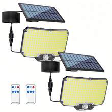 LiHangStar 1pc/2pcs 234 LED Solar Powered Outdoor Wall Light, Motion Sensor Spotlight, Solar Flood Light, Infrared Remote Control Yard Light, 3 Modes Landscape Lamp, Suitable For Yard, Porch, Camping And Backyard Solar Camping Light - Solar-powered Split Wall Lamp - View 11