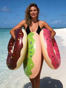 1 pièce Bouée gonflable en forme de donut créative, grande taille adulte en rose, vert, marron et bleu, lit flottant d'été pour piscine, plage et décoration de fête, accessoire de plage indispensable, cadeau parfait pour anniversaire et rentrée scolaire pour femmes - Plusieurs styles - Voir 7