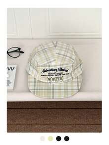Soft Top Letter Plaid Quick-Dry Visor Cap, Breathable Sun Protection Outdoor Street Drawstring Visor Cap, Unisex Colorblock Quick-Dry Visor Cap, Outdoor Summer Sun Hat, Adjustable Strap Cycling Cap, Baseball Cap,Beach,Vacation - Letter Flat Eaves - View 2