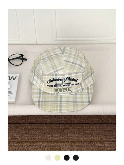 柔软帽顶字母格子速干遮阳帽，透气防晒户外街头抽绳遮阳帽，男女通用撞色速干遮阳帽，户外夏季遮阳帽，可调节带骑行帽，棒球帽