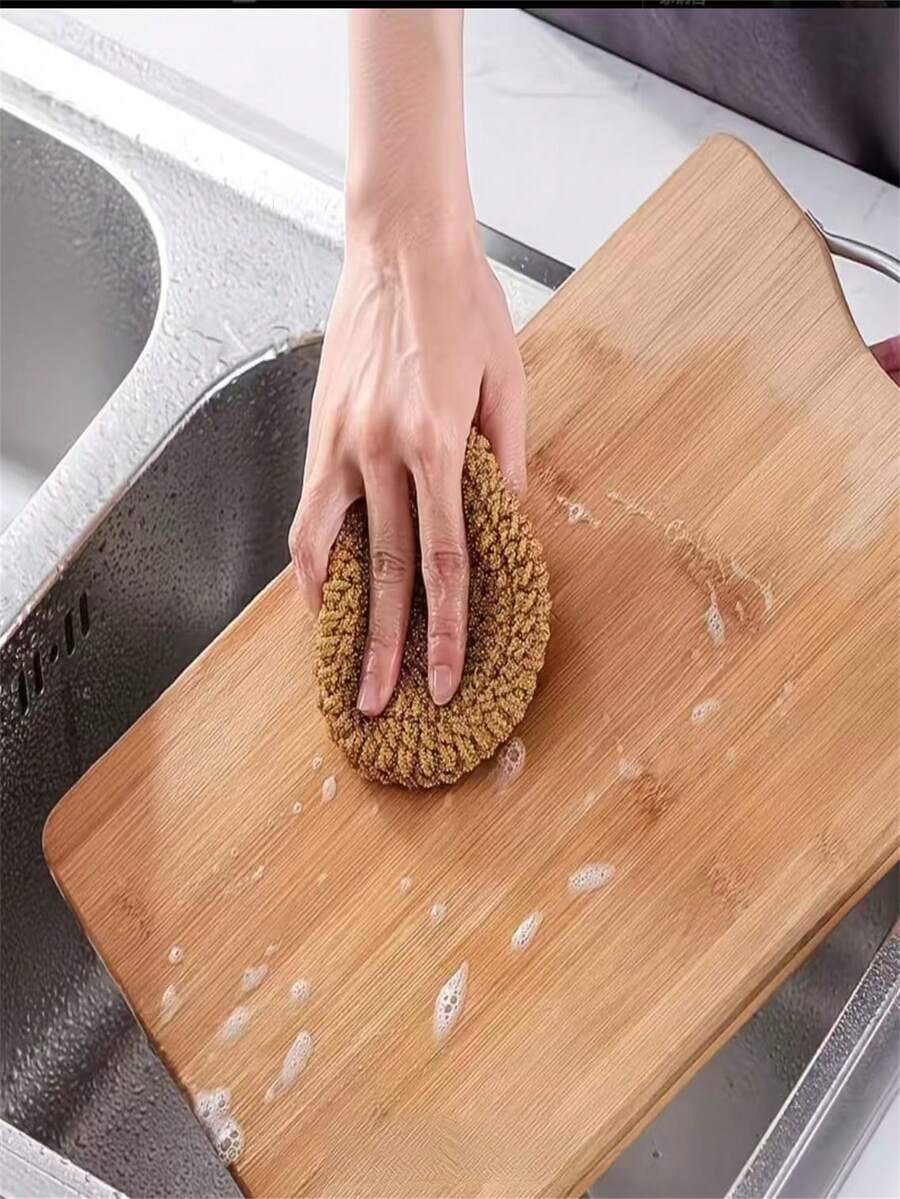 2pcs Set, Handwoven Golden Dish Cloths, Oil-Resistant Cleaning Cloths, Dish And Pot Scrubbers, Multi-Purpose Dish Towels - Round - View 1