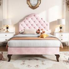 Kids Bed Frames, Headboards & Footboards - Pink + Velvet + 90cm*200cm - View 5