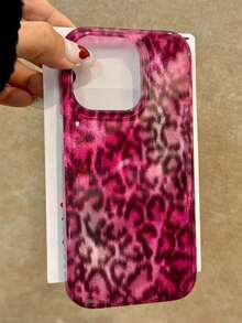 Ốp lưng điện thoại silicon in họa tiết da báo hồng, 1 chiếc, thời trang, may mắn, in họa tiết da báo đỏ lấp lánh, chất liệu silicon mềm mại, phù hợp với 17 AIR 16 15 14 13 12 Pro Max 11, quà tặng mùa xuân, sinh nhật. - họa tiết da báo màu hồng - Xem 3