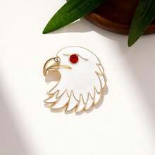 1pc Casual Personalized Zinc Alloy Crystal Inlaid Eagle Head Brooch, Suitable For Men's Daily, Banquet And Party Wear - White - View 7