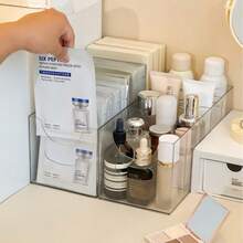 1pc Acrylic Facial Mask Storage Box, Transparent Compartment Makeup Organizer, Large Capacity Vanity Countertop Skincare Holder - View 4