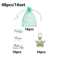 60/48/36/3 piezas Juego de llaveros de mariposa para bodas, Juego de regalo para bautizo, Incluye 16 bolsas de organza + 16 tarjetas de agradecimiento + 16 llaveros de mariposa, Adecuado para bodas, recepciones de bodas, regalos de cumpleaños y recuerdos, playa - Multicolor - Ver 14