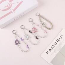 4 Pieces Of Alloy Cartoon Teddy Bear Mobile Phone Lanyard Bead With High-End Feel, Hand-Held Phone Chain, Keychain, Hanging Chain, Bag Pendant - Multicolor - View 2