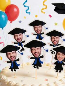 10/25/50/100/150pcs Customized Portrait Cake Toppers - Personalized Photo Cupcake Picks Suitable For Birthday, Wedding And Graduation - Unique DIY Portrait Dessert Decor - Appetizers And Holiday Candies Toothpicks - Fun Photogenic Cake Decorations For Event Planners And Hosts, Disco Ball Topper - Multicolor - View 4