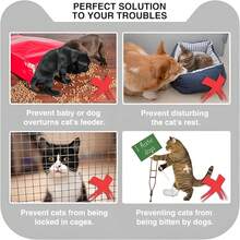 Cat Door Lock, 3Pcs Cat Door Stoppers Pet Door Lock, Prevents Dogs From Entering The Trash Can And Food, Cat Door Pillar, With 5 Adjustable Size Straps, No Measurement Required, Easy To Install, Black, White And Pink - one-size - View 7